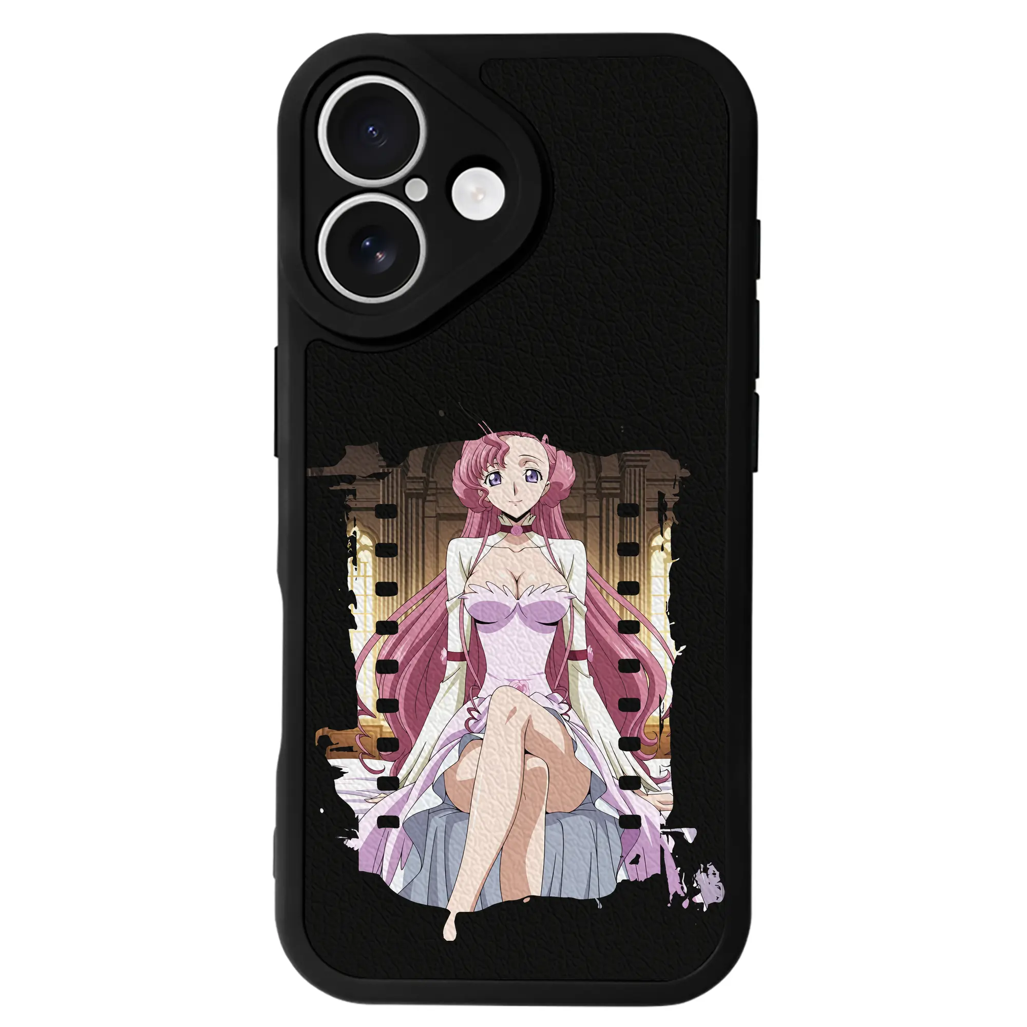 コードギアス 反逆のルルーシュ グッズ ユーフェミア・リ・ブリタニア - IPhone 16シリーズ対応 ・ シリコンスマホケース ・ レザー調 ・ 高精度フィット ・ 耐衝撃 ・ ワイヤレス充電対応 ・ 精密カット